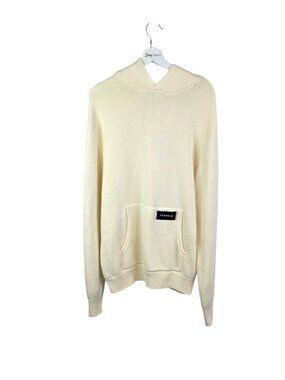 Young LA Men's Mojave Knitted Hoodie, Cream Pullover, Cotton, Size Large